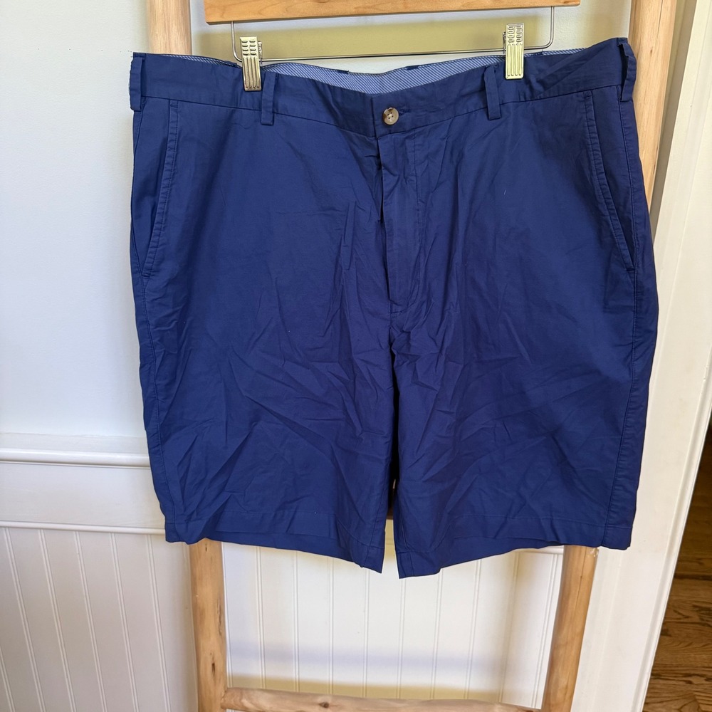 Peter Millar Mens 38 Navy Blue Cotton Nylon Stretch Flat Front Golf Shorts